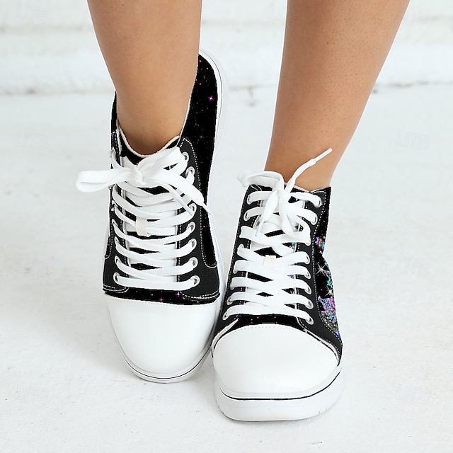 Women's Christmas Tree Print High-Top Sneakers