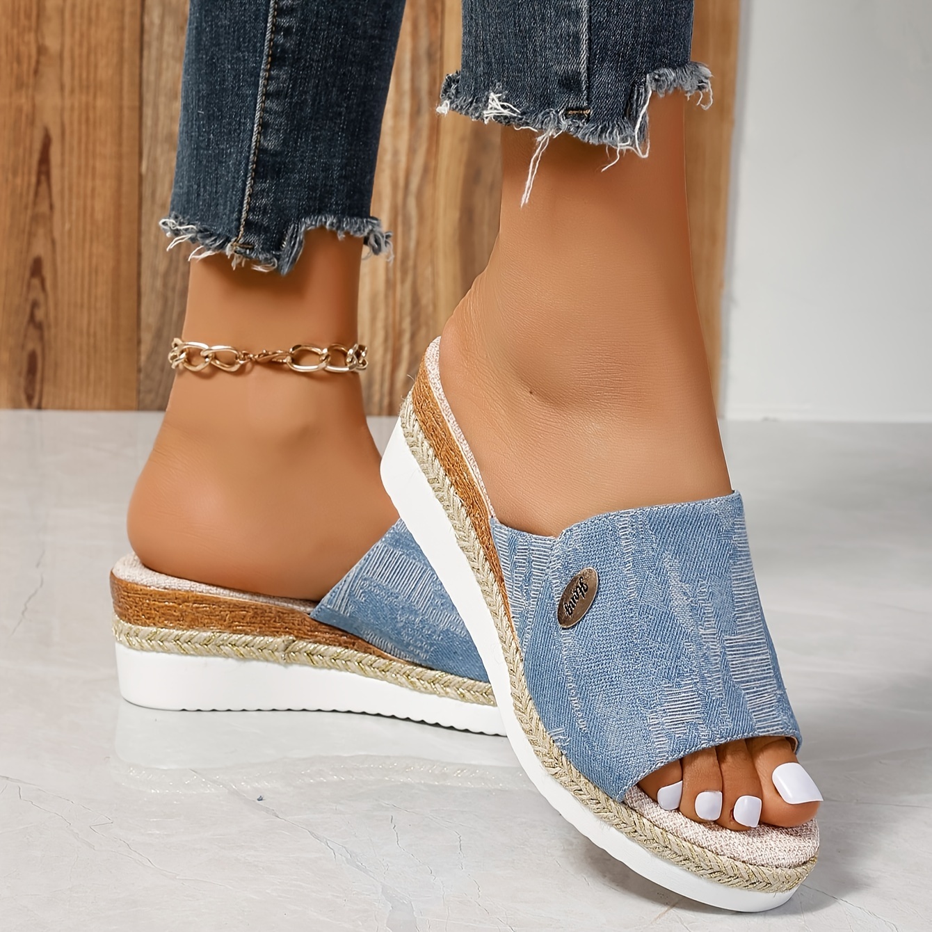 😍Last Day 50% OFF😍 - Women's Solid Colour Thick Bottom Slope Heel Orthopaedic Sandals