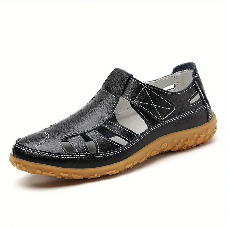 Women's Retro Non Slip Leather Flat Sandals