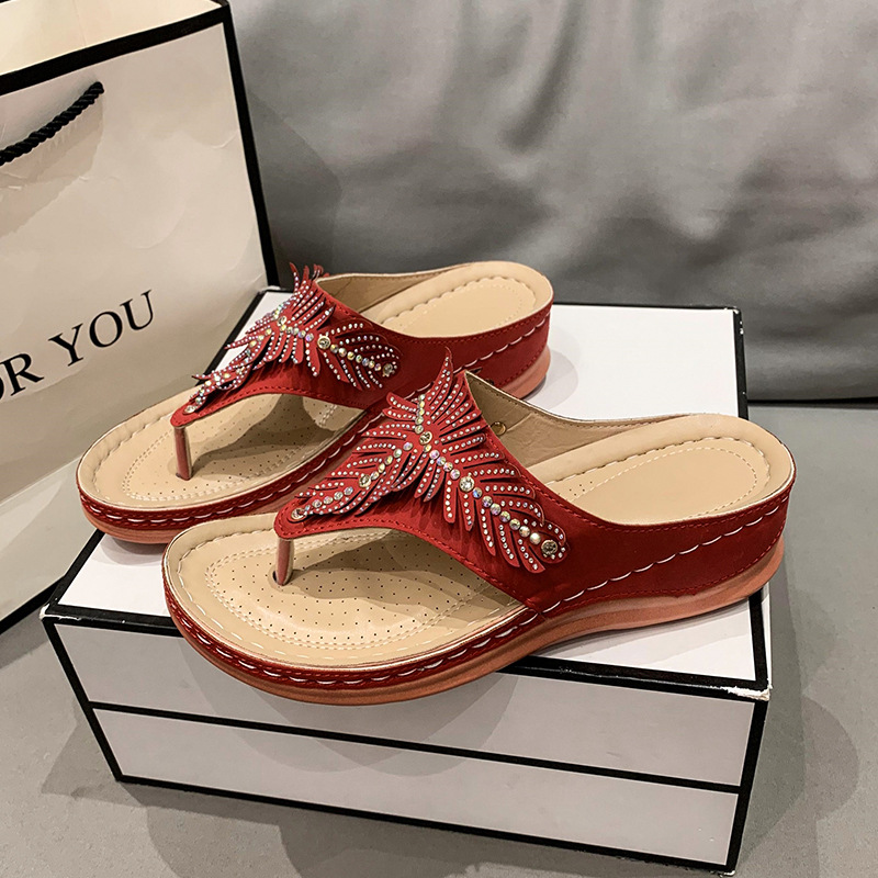 🔥2023 Women Casual Orthopedic Sandals, Crystal Rome Fashion Clip Toe Slippers