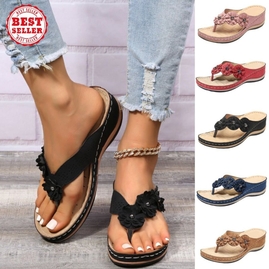 🔥Trending 2024 🔥 PREMIUM Women’s Orthopedic Arch Support Flowers Clip Toe Sandals