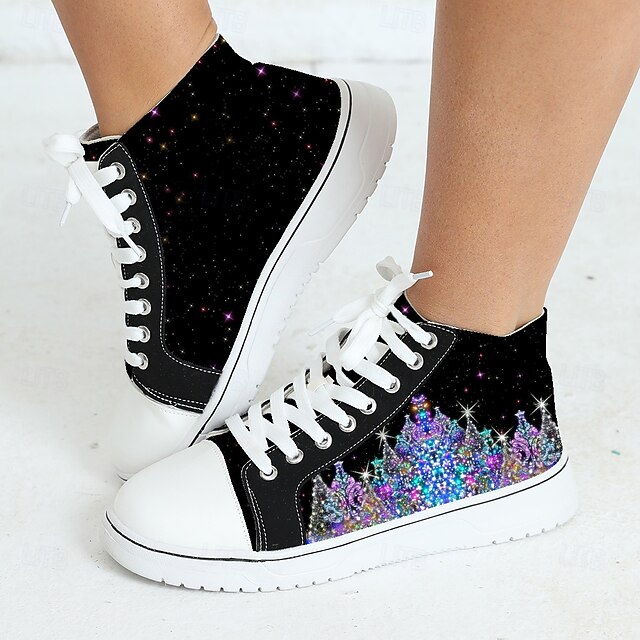 Women's Christmas Tree Print High-Top Sneakers