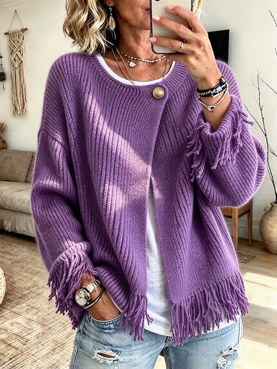 Purple Fringe Cardigan