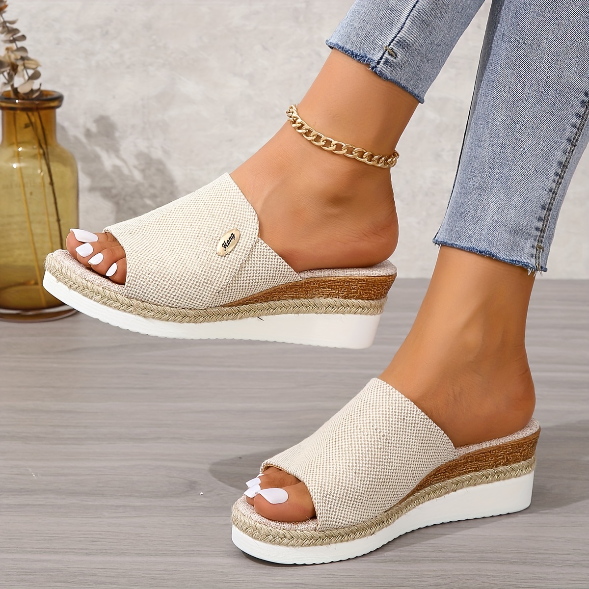 😍Last Day 50% OFF😍 - Women's Solid Colour Thick Bottom Slope Heel Orthopaedic Sandals