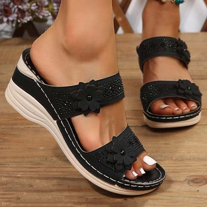 🔥Last Day Promotion 50% OFF - Floral Wedge Platform Orthopedic Sandals