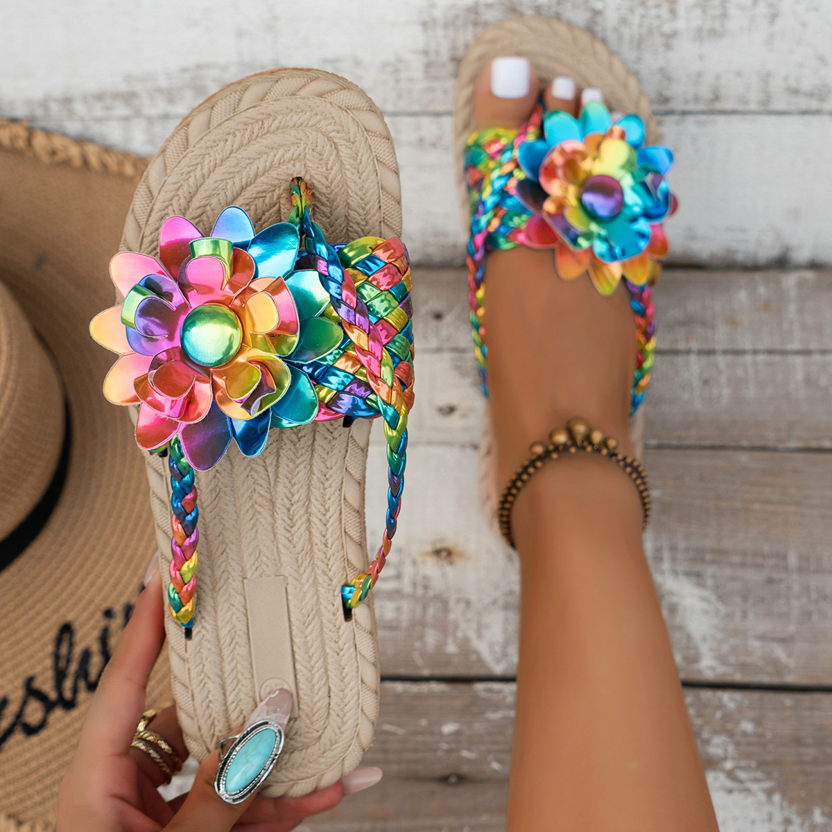 🔥Last day 50% OFF🔥  Women's Sunflower Braided Slides  🔥BUY 2 GET FREE SHIPPING🔥