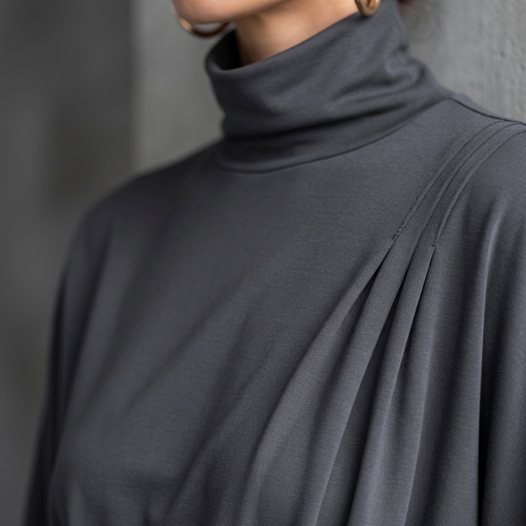 Ultra-Fine Fluid Jersey & Slouchy Funnel Neck Macro