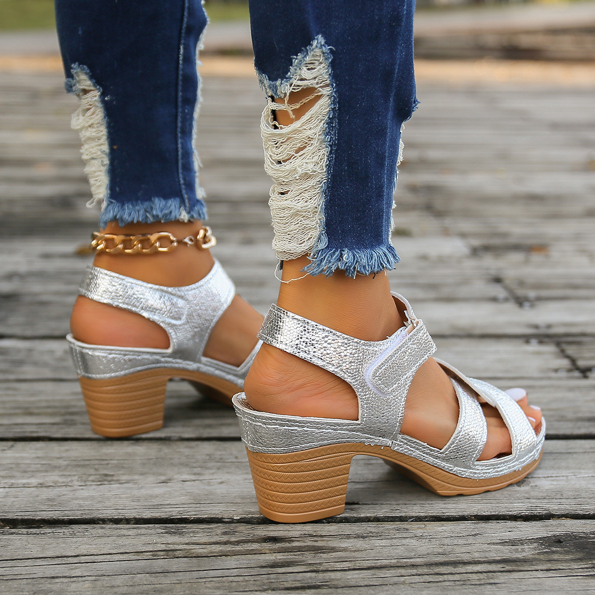 Women's Chunky Heeled Crisscross Open Toe All-Match Slingback Sandals (🔥BUY 2 FREE SHIPPING)