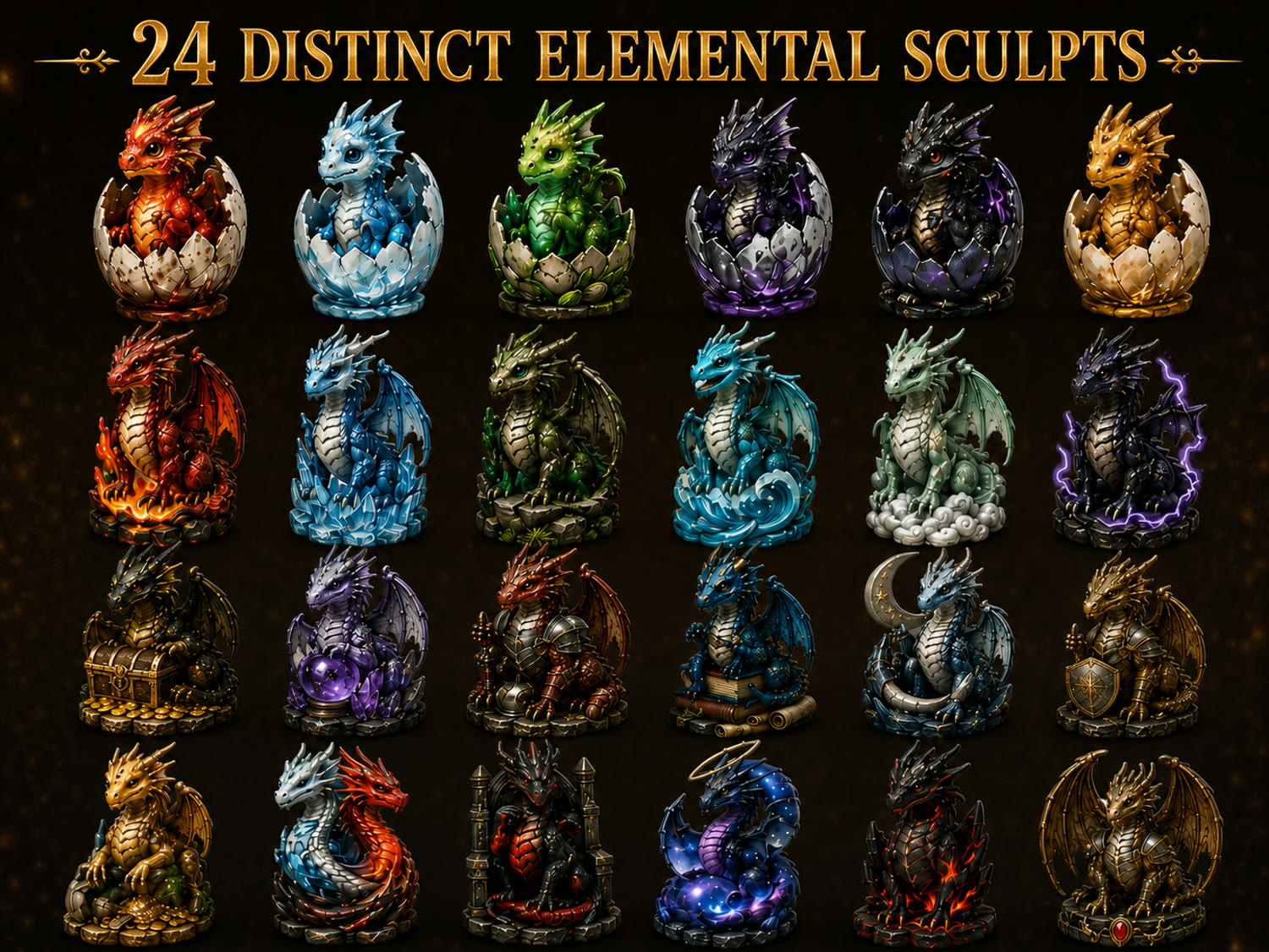 24 elemental dragon sculpts morning ritual