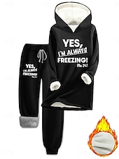 Women's Daily Stylish Two Piece Sets Tracksuit Pants Sets Long Sleeve Hooded Graphic Letter Drawstring Print Casual Daily Black Pink Dark Pink Fall Regular Fit