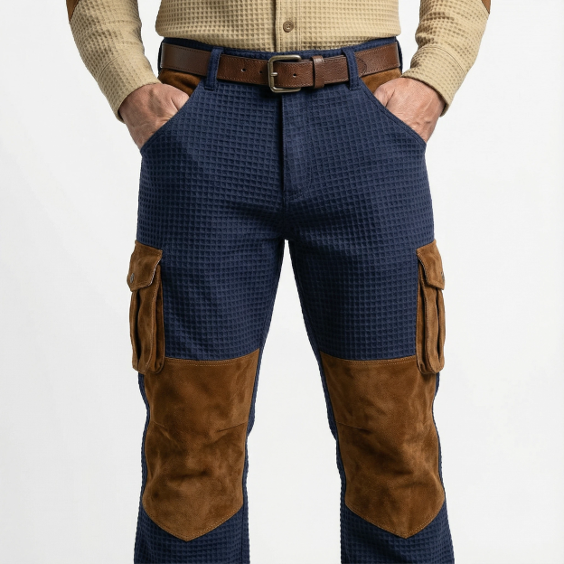 Men's Waffle Cargo Pants Trousers Casual Pants Pocket Elastic Waist Multi Pocket Plain Comfort Soft Full Length Outdoor 