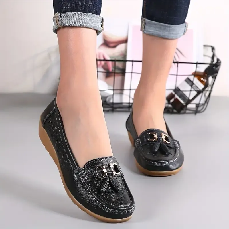 Women's Hollow Out Design Leather Wedge Heeled Slip-on Sandals- Buy 2 Free Shipping