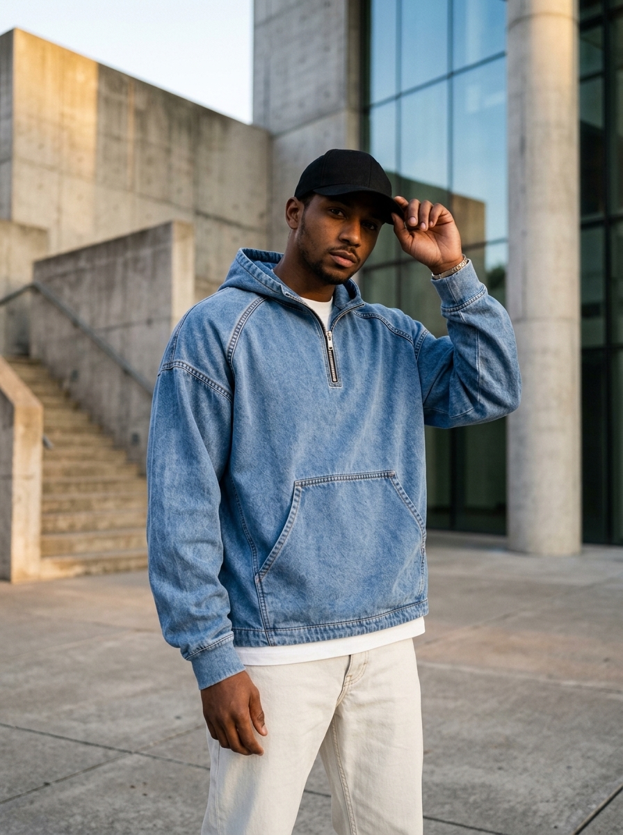 Men's Distressed Vintage Hoodie Streetwear Lifestyle