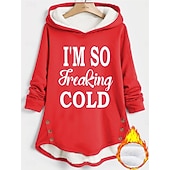 Women's Hoodie Sweatshirt Pullover Sherpa Letter Casual Sports Print Warm Fuzzy Comfrt Hoodie Long Sleeve Top Micro-elastic Fall & Winter Comfrt Breathable Soft Fabric