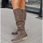 Women's Suede Knee-High Boots with Slouchy Design - Perfect for Fall Fashion