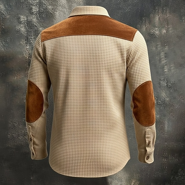 Men's Shirt Waffle Shirt Casual Shirt Vintage Shirt Button Up Shirt Cargo Shirt 