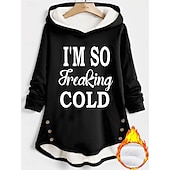 Women's Hoodie Sweatshirt Pullover Sherpa Letter Casual Sports Print Warm Fuzzy Comfrt Hoodie Long Sleeve Top Micro-elastic Fall & Winter Comfrt Breathable Soft Fabric