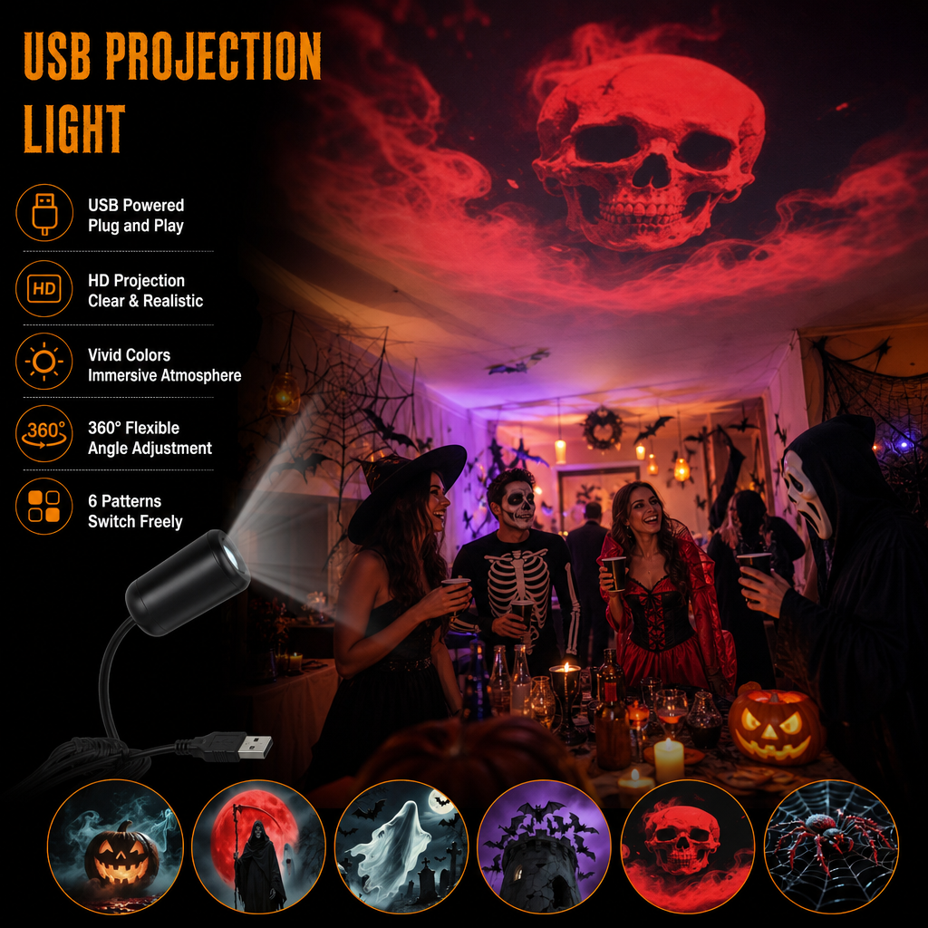 Halloween projector and six scene discs