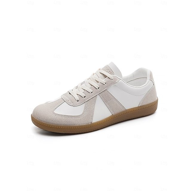 Women's Retro White Suede and Leather Sneakers 