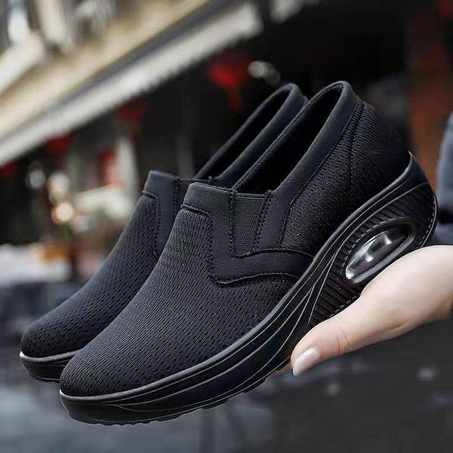 Women's Purple Slip-On Athletic Walking Shoes with Air Cushion Sole for Comfort and Support