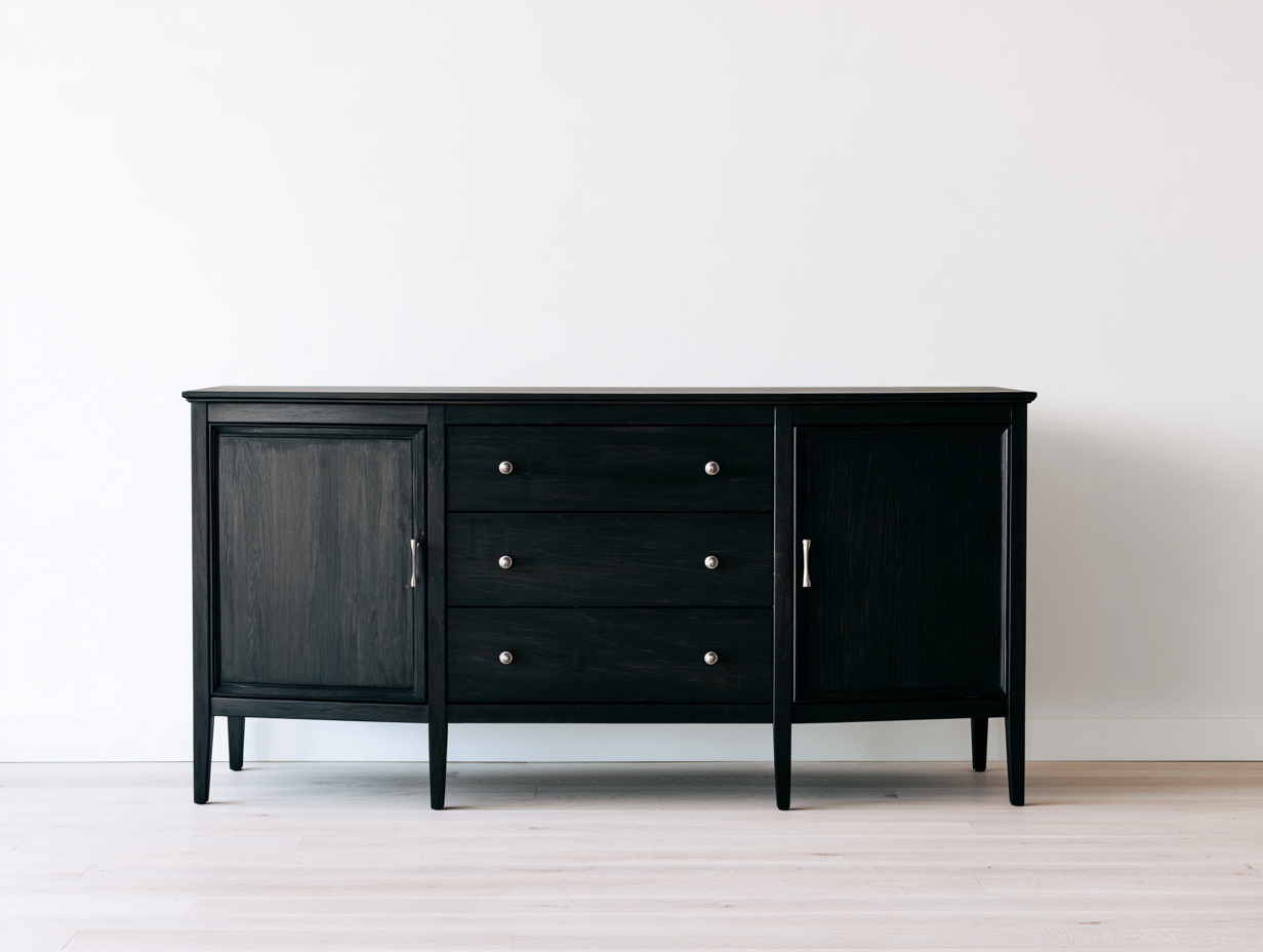Mobile ingresso - legno - 176x41x90 cm - nero - stile moderno essenziale-Zizovanest