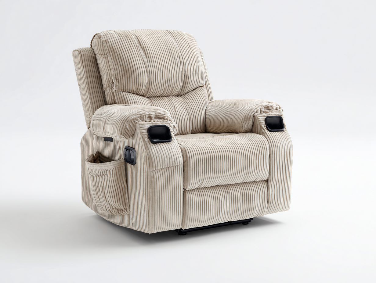 Poltrona reclinabile - velluto a coste - 97x94x106 cm - beige - moderno-Zizovanest