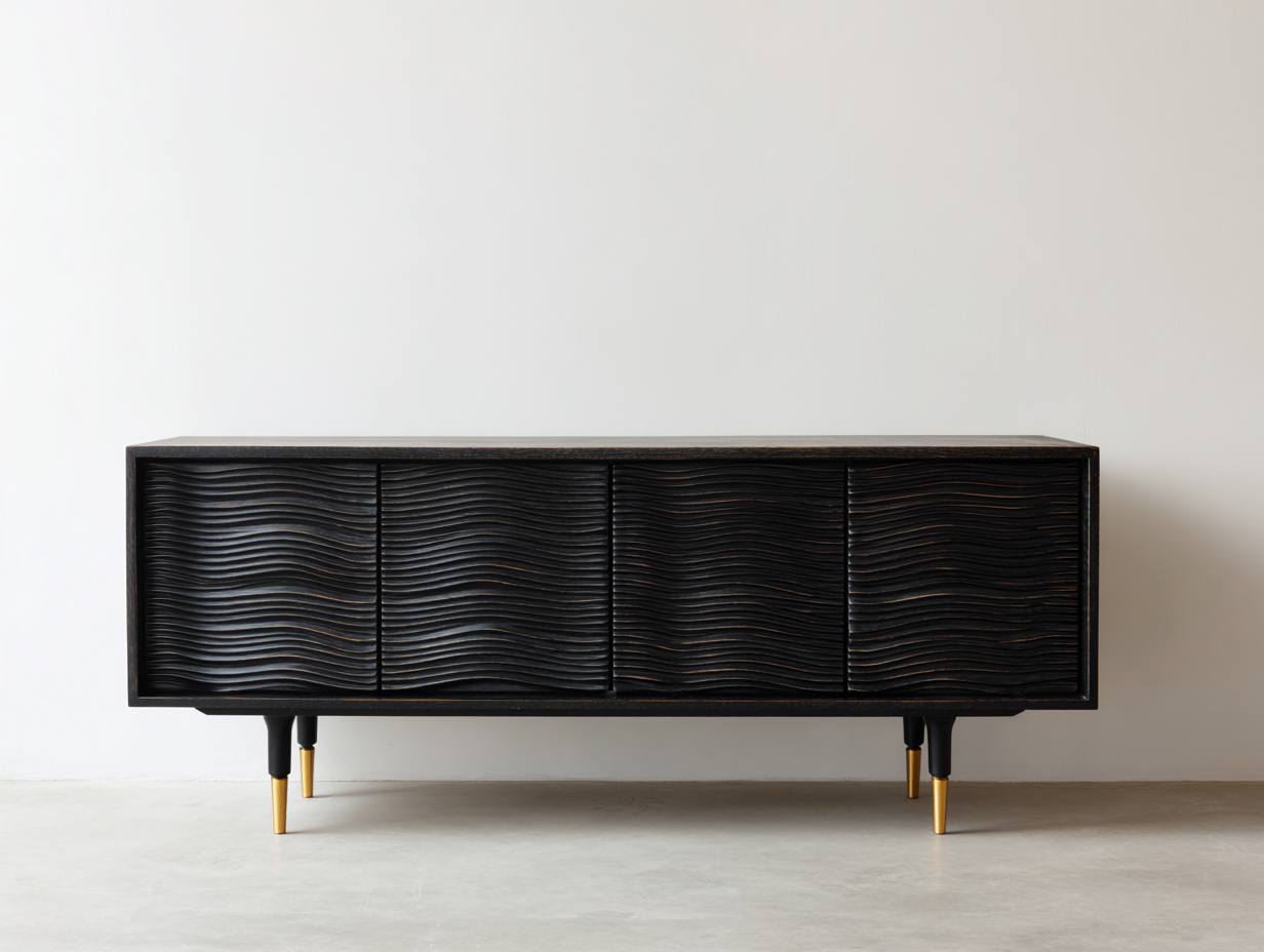 Mobile ingresso - legno - 198x43x86 cm - nero - stile contemporaneo di design-Zizovanest