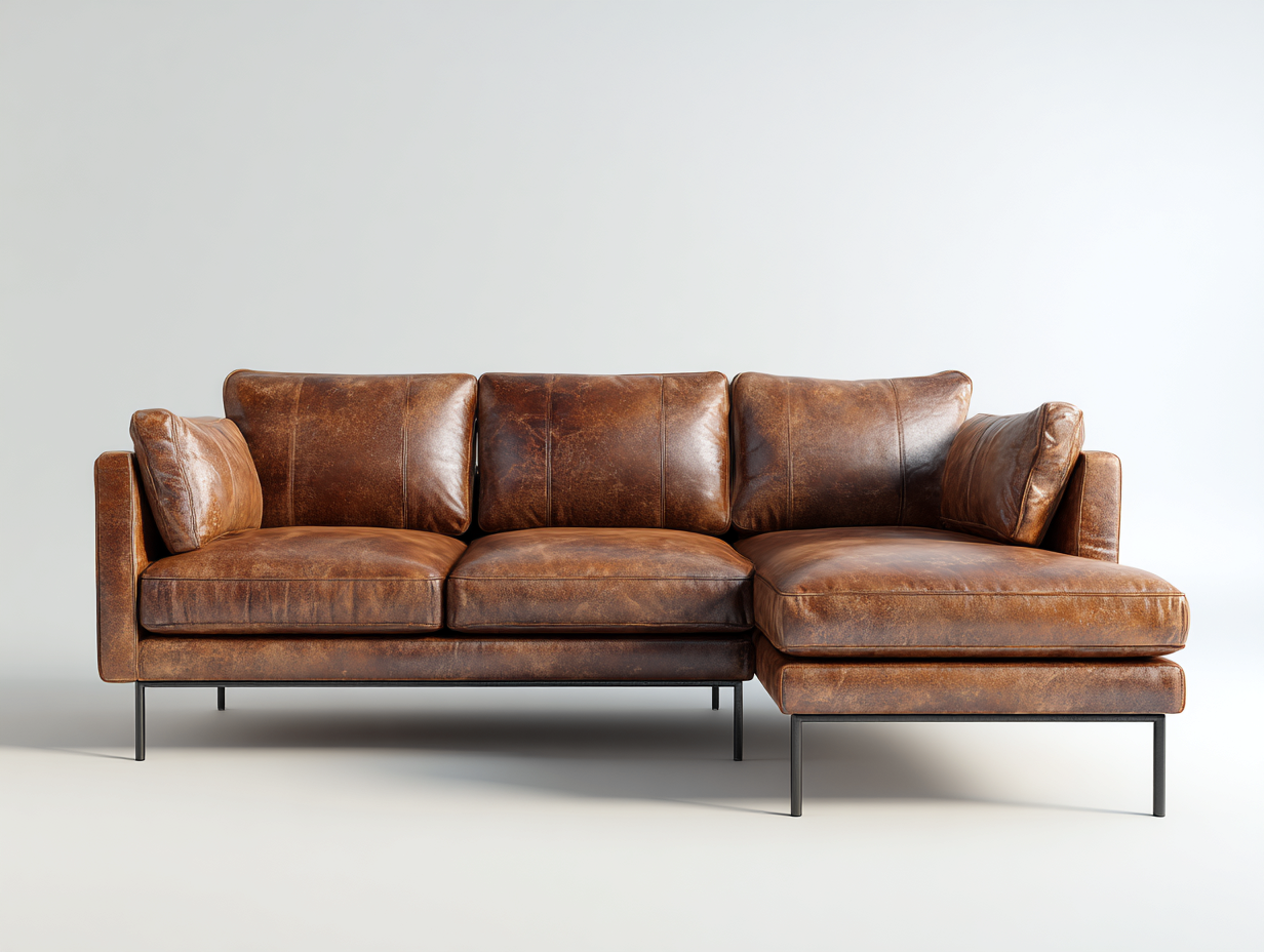 Divano angolare-Pelle sintetica-Metallo-276 x 168 x 81 cm-Marrone-Stile moderno-Zizovanest