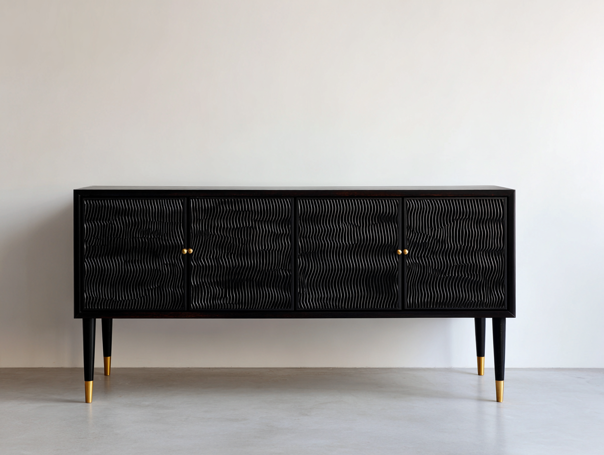 Mobile ingresso - legno - 194x42x87 cm - nero - stile contemporaneo elegante-Zizovanest
