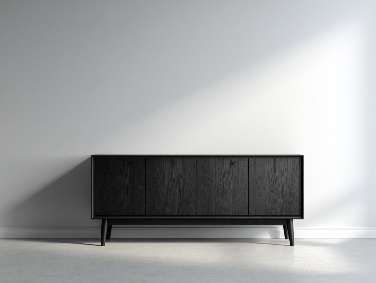 Mobile ingresso - legno - 188x43x84 cm - nero - stile minimalista contemporaneo-Zizovanest