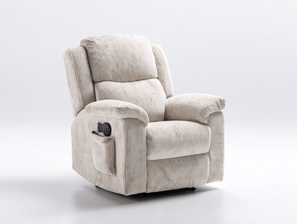 Poltrona reclinabile - velluto a coste - 96x93x105 cm - beige - moderno-Zizovanest
