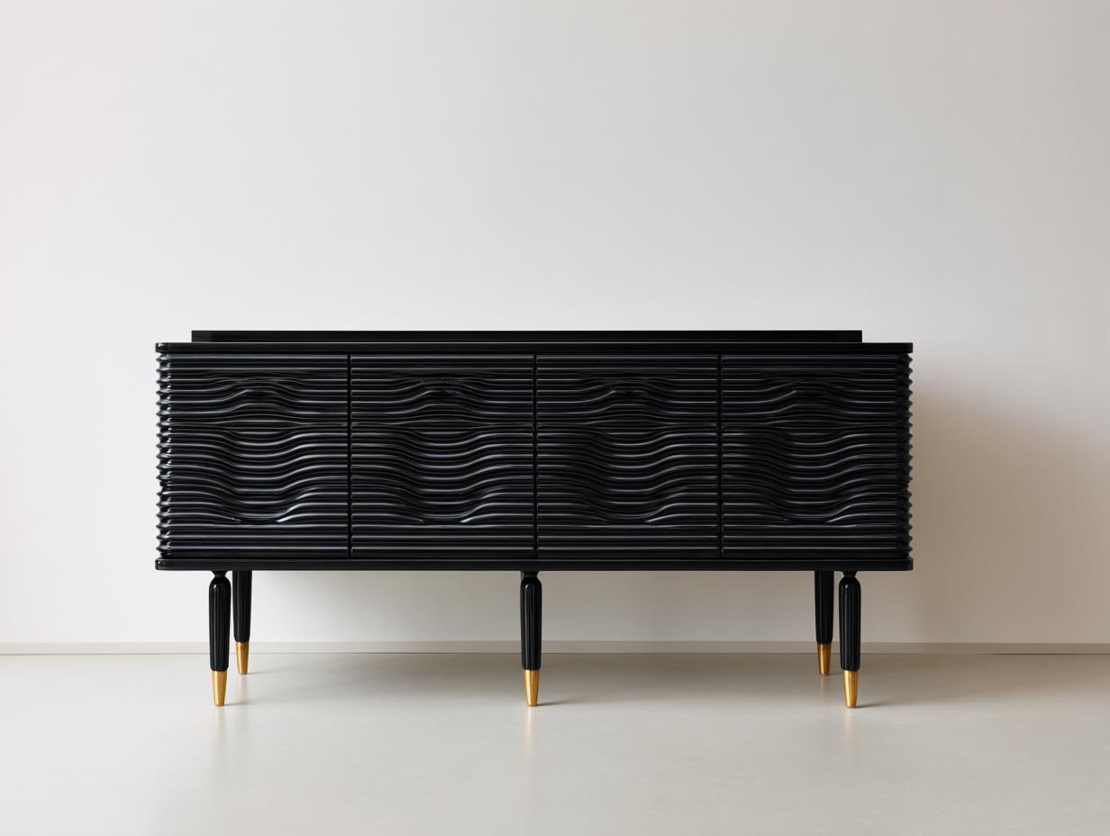 Mobile ingresso - legno - 196x43x88 cm - nero - stile contemporaneo di lusso-Zizovanest