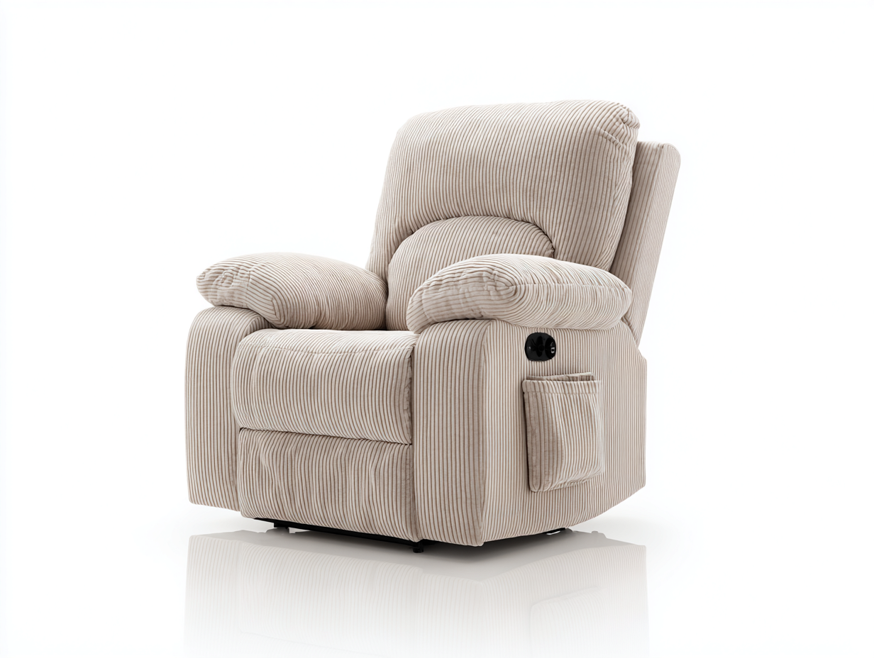 Poltrona reclinabile - velluto a coste - 94x91x104 cm - beige - moderno-Zizovanest