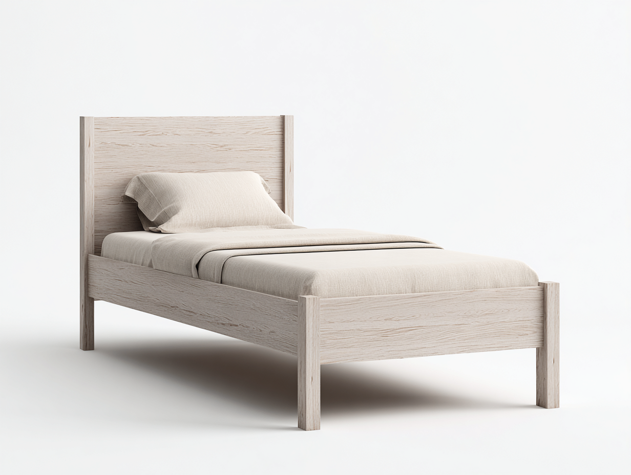 Letto singolo - Legno - 209x99x106 cm - Rovere chiaro - Naturale-Rivoramahaus