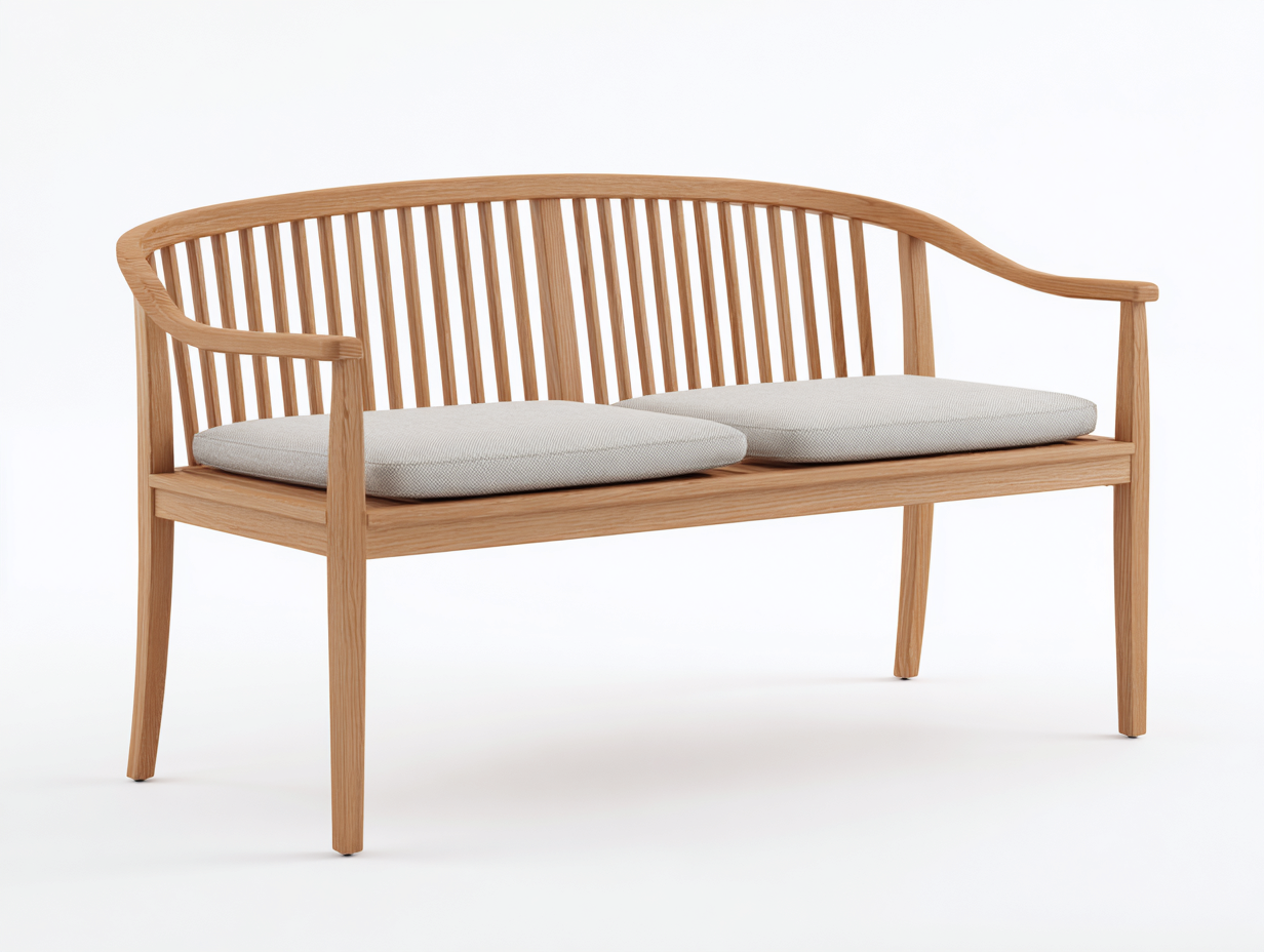 Panche da giardino - Legno-Tessuto - 138x56x82 cm - Naturale-Grigio chiaro - Stile nordico contemporaneo-Rivoramahaus