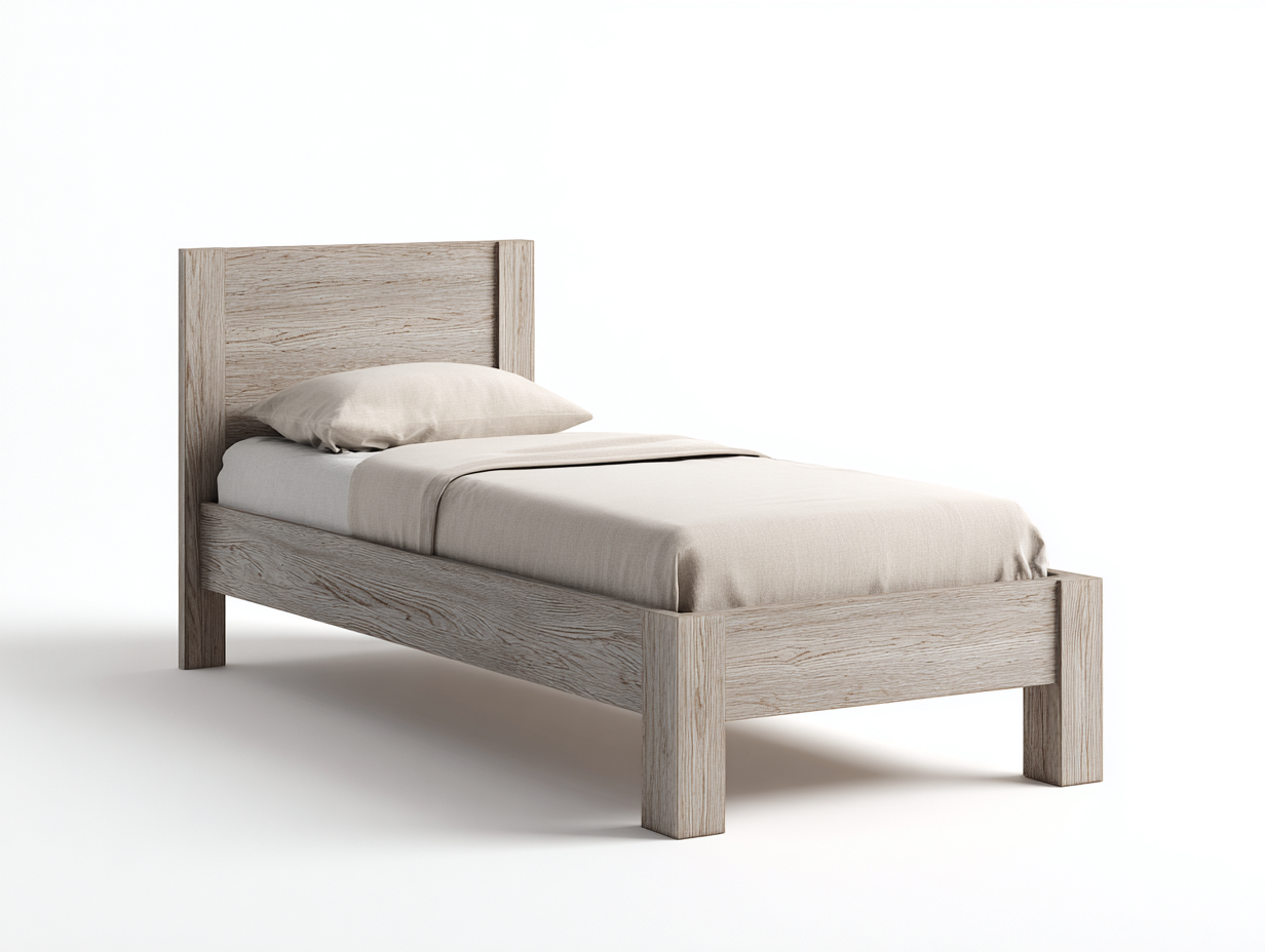 Letto singolo - Legno - 208x98x103 cm - Rovere grigio - Rustico-Rivoramahaus
