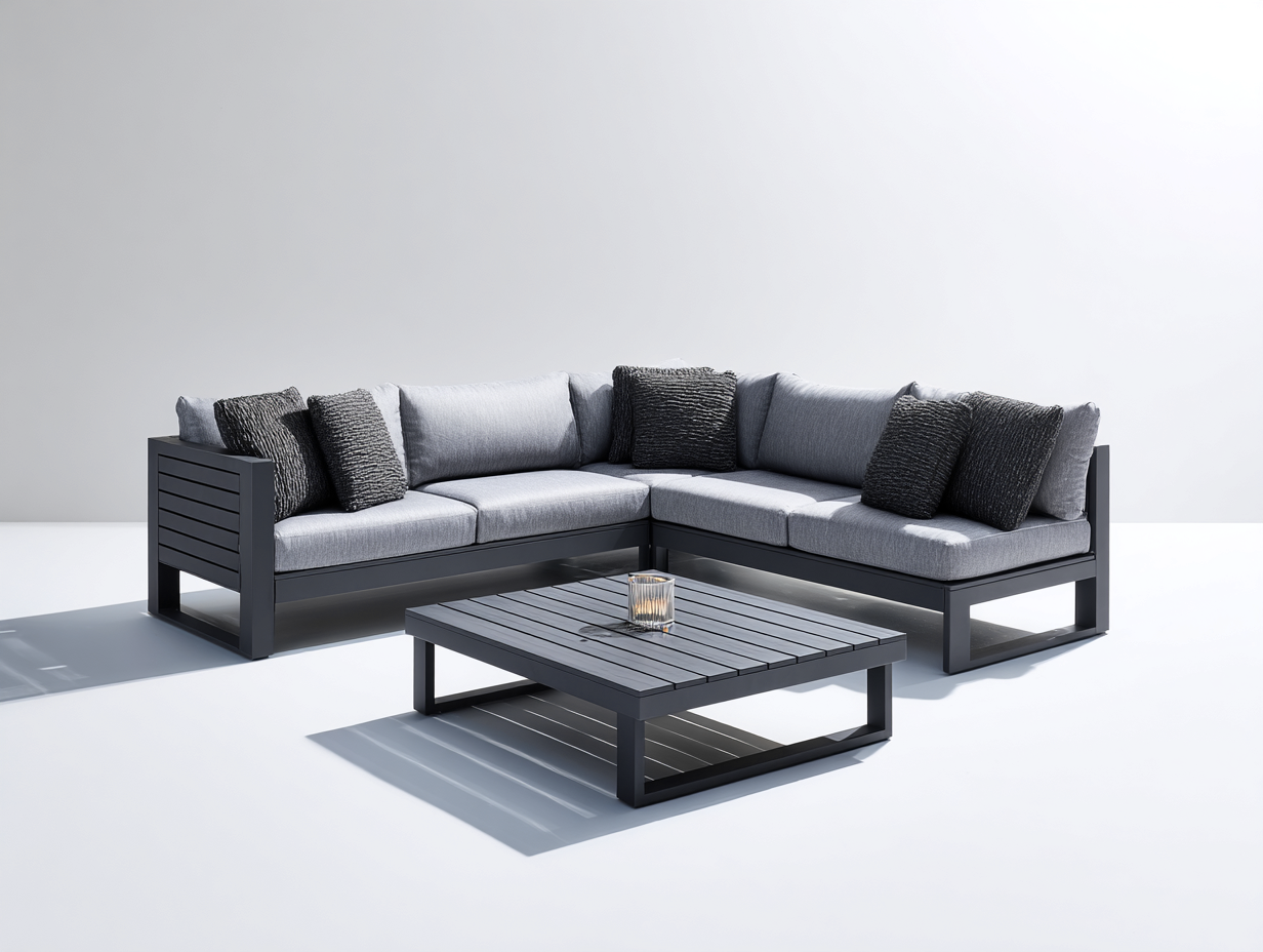 Divani da esterno - Alluminio-Tessuto - 265x265x78 cm - Antracite-Grigio chiaro - Stile moderno-Rivoramahaus