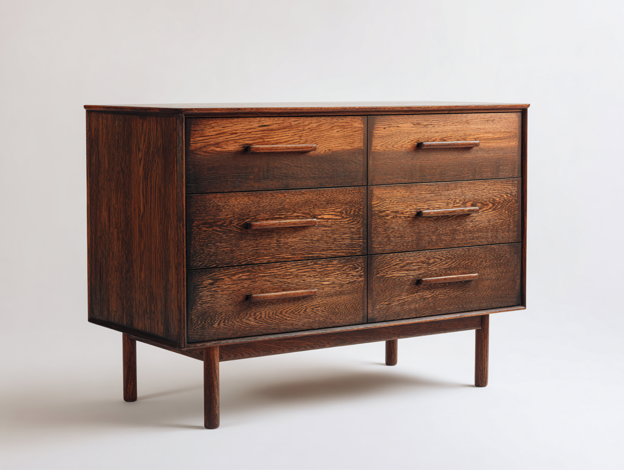 Cassettiera-Legno-153x45x84 cm-marrone-stile metà secolo-Rivoramahaus