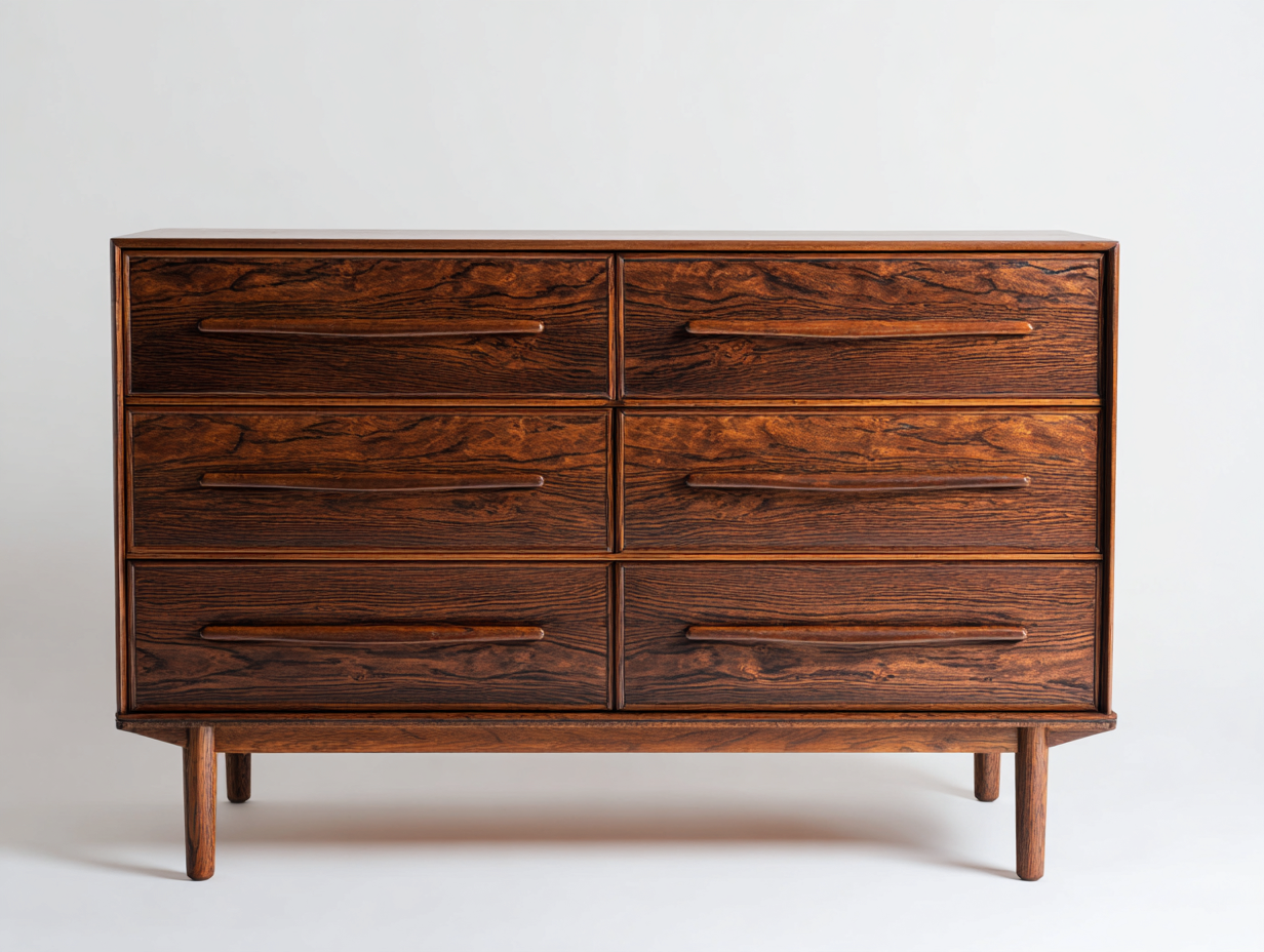 Cassettiera-Legno-151x44x83 cm-marrone-stile metà secolo-Rivoramahaus