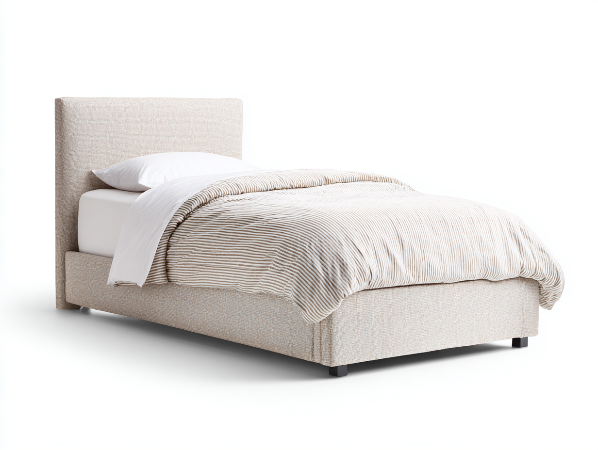 Letto singolo - Tessuto - 203x95x109 cm - Beige - Contemporaneo-Rivoramahaus
