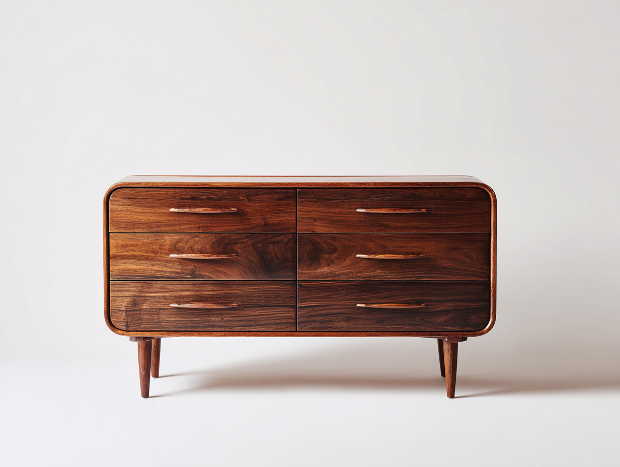 Cassettiera-Legno-150x44x82 cm-marrone-stile metà secolo-Rivoramahaus