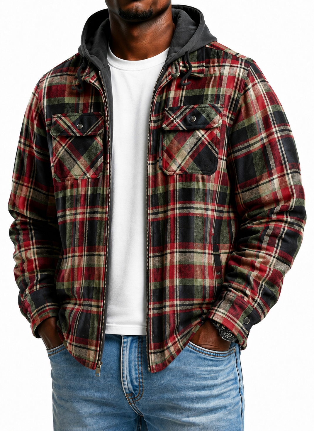 Men's Maplewood Hooded Flannel Shirt Jacket