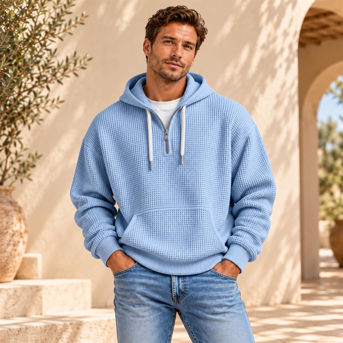 Hoodies & Sweatshirts — Mediterranean courtyard styling