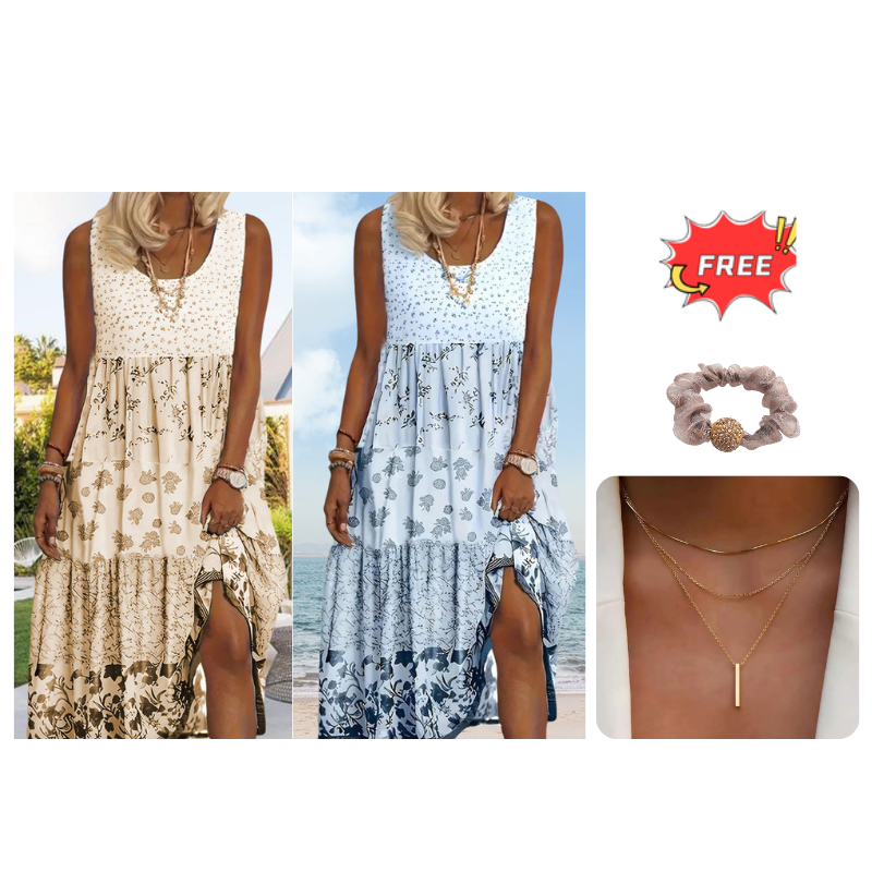 Boho Floral Sleeveless Maxi Dress
