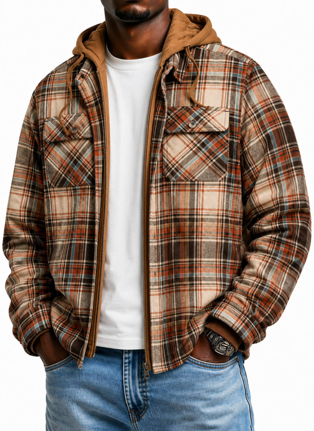 Men's Maplewood Hooded Flannel Shirt Jacket