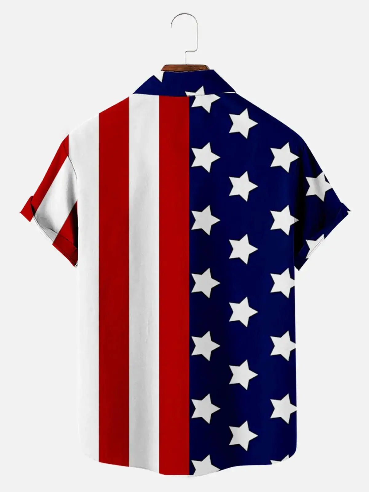 Men's Independence Day Striped Star Pattern Short Sleeve Shirt