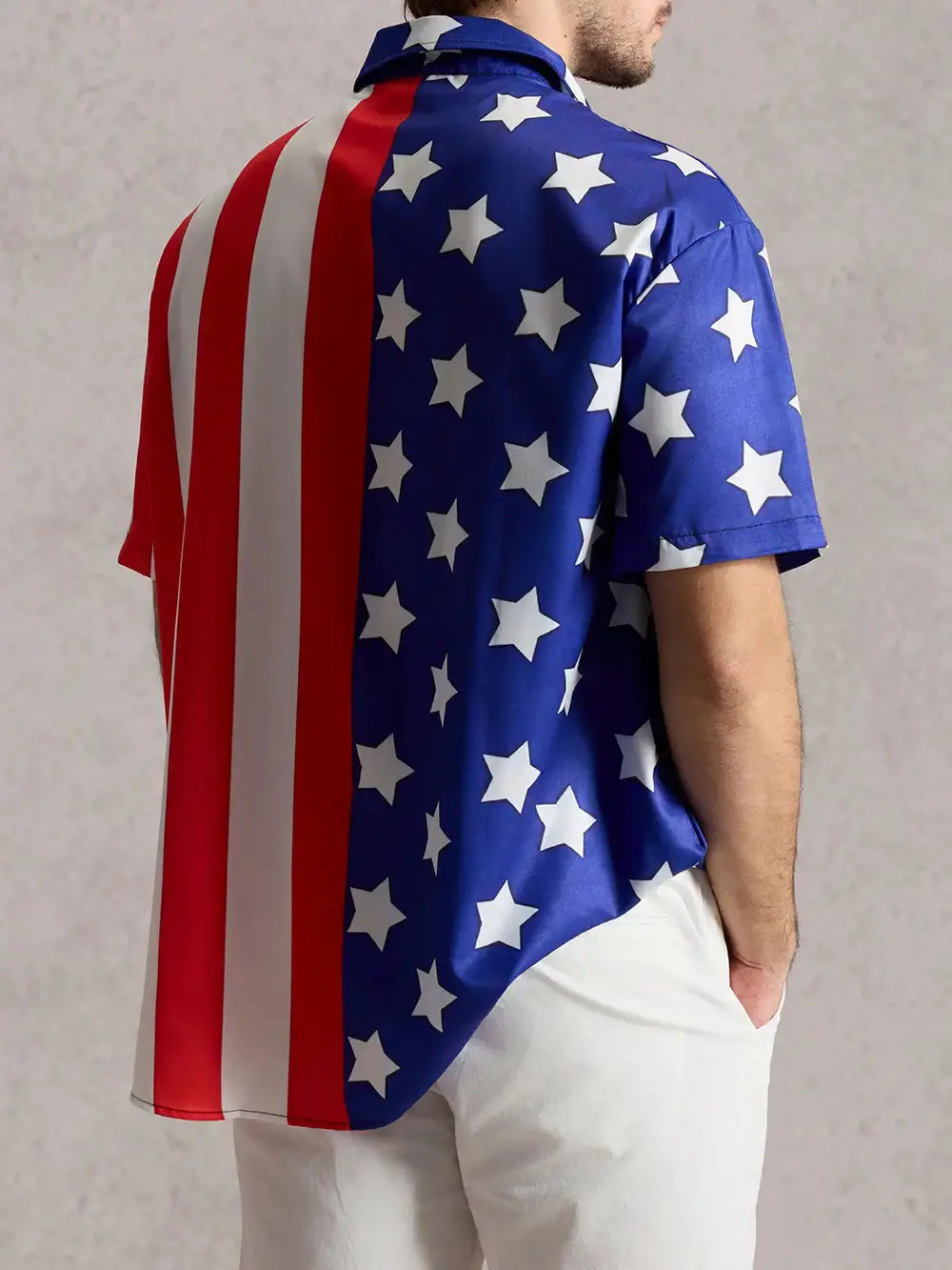 Men's Independence Day Striped Star Pattern Short Sleeve Shirt