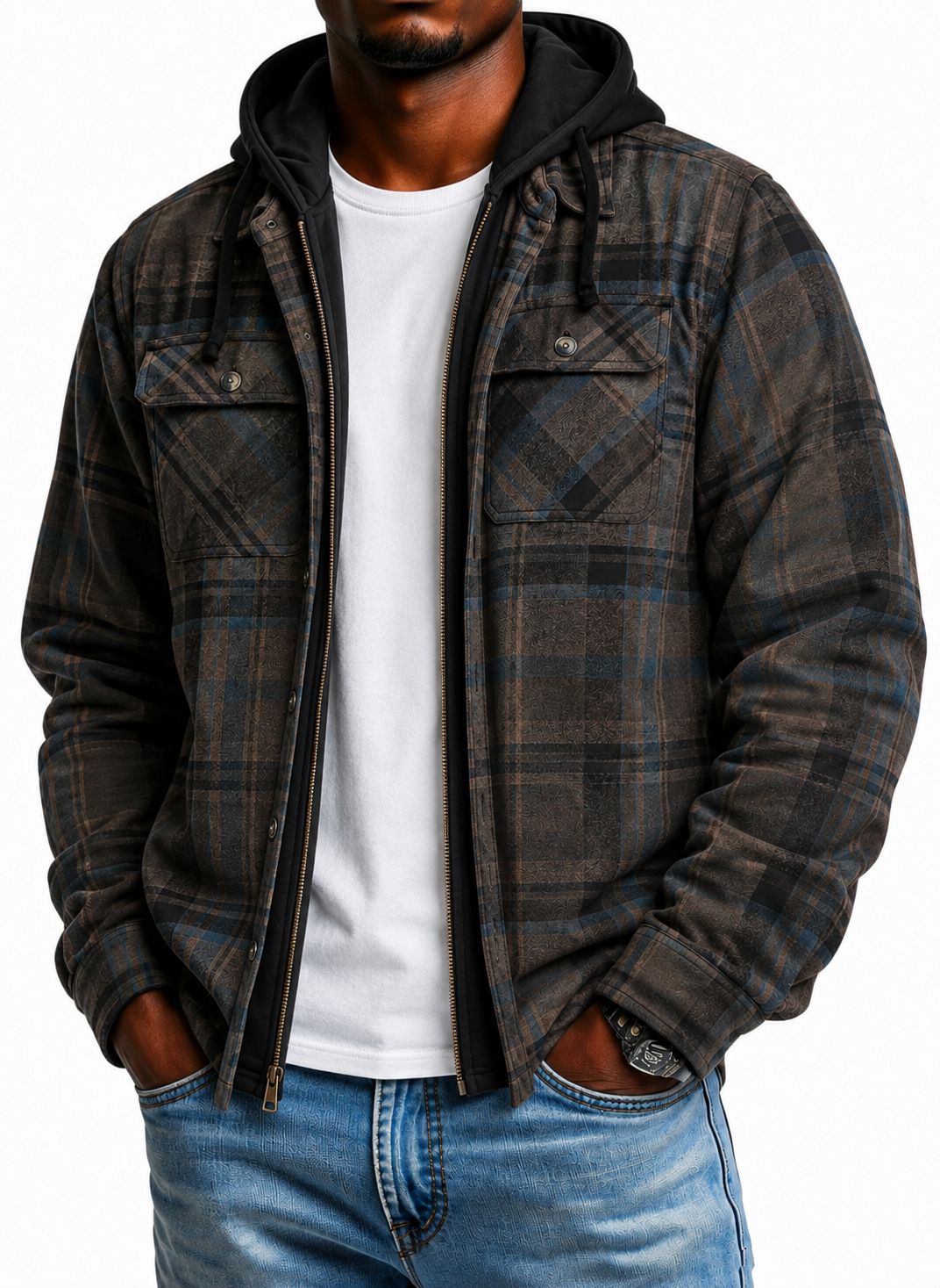Men's Maplewood Hooded Flannel Shirt Jacket