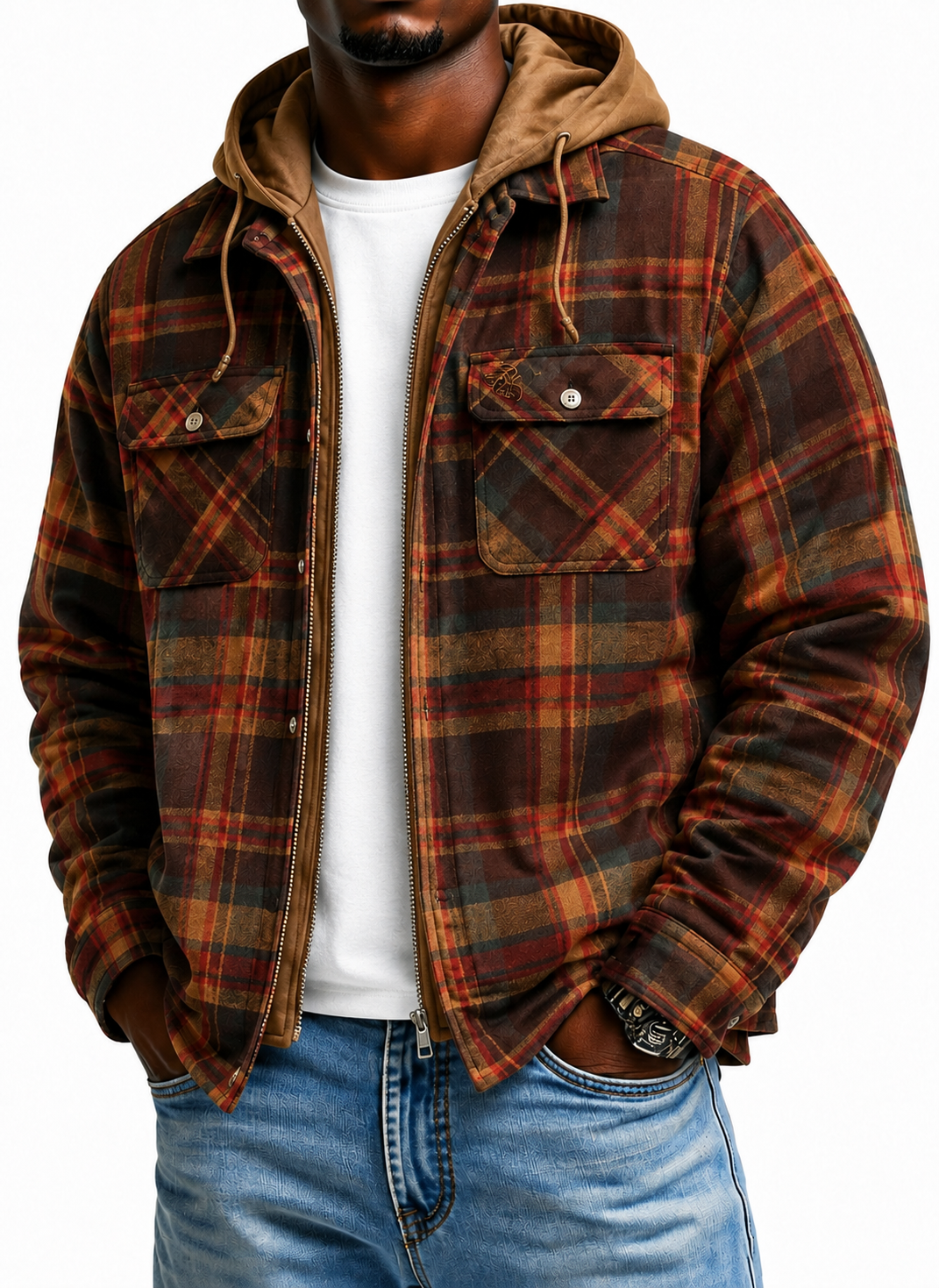Men's Maplewood Hooded Flannel Shirt Jacket