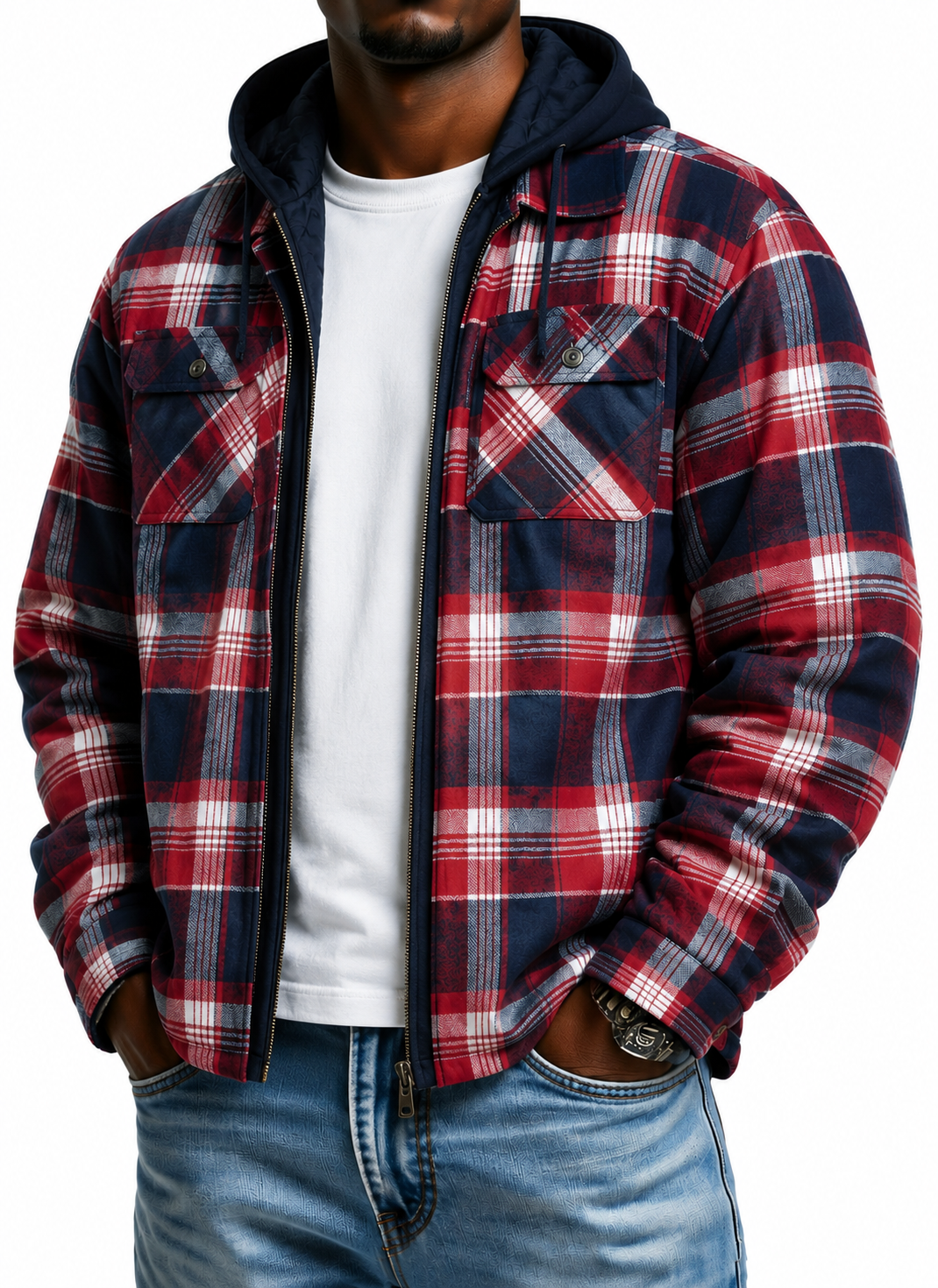 Men's Maplewood Hooded Flannel Shirt Jacket